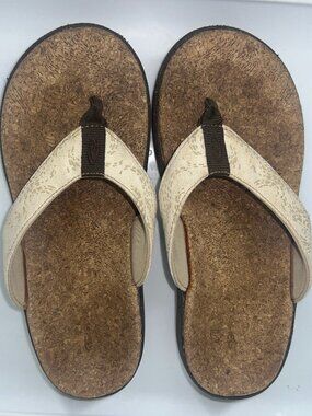 SOLE Womens Size 7 Sandals Cork Footbed Flip Flop Arch Support